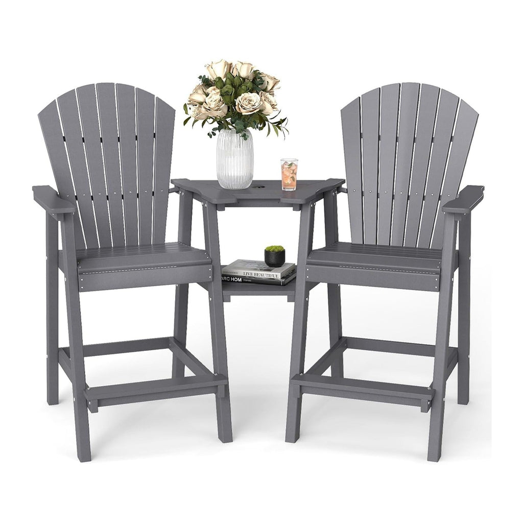 FOOWIN Tall Adirondack Chairs Set of 2 with Double Connecting Trays