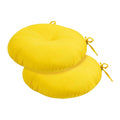 FUNHOME Bistro Chair Cushions 15 inch,Set of 2,Tufted Round Chair Cushions with Ties,15"x15"x4",Water Resistant Round Seat Cushion for Barstool Chairs,Patio Garden Kitchen Outdoor Furniture(Yellow)