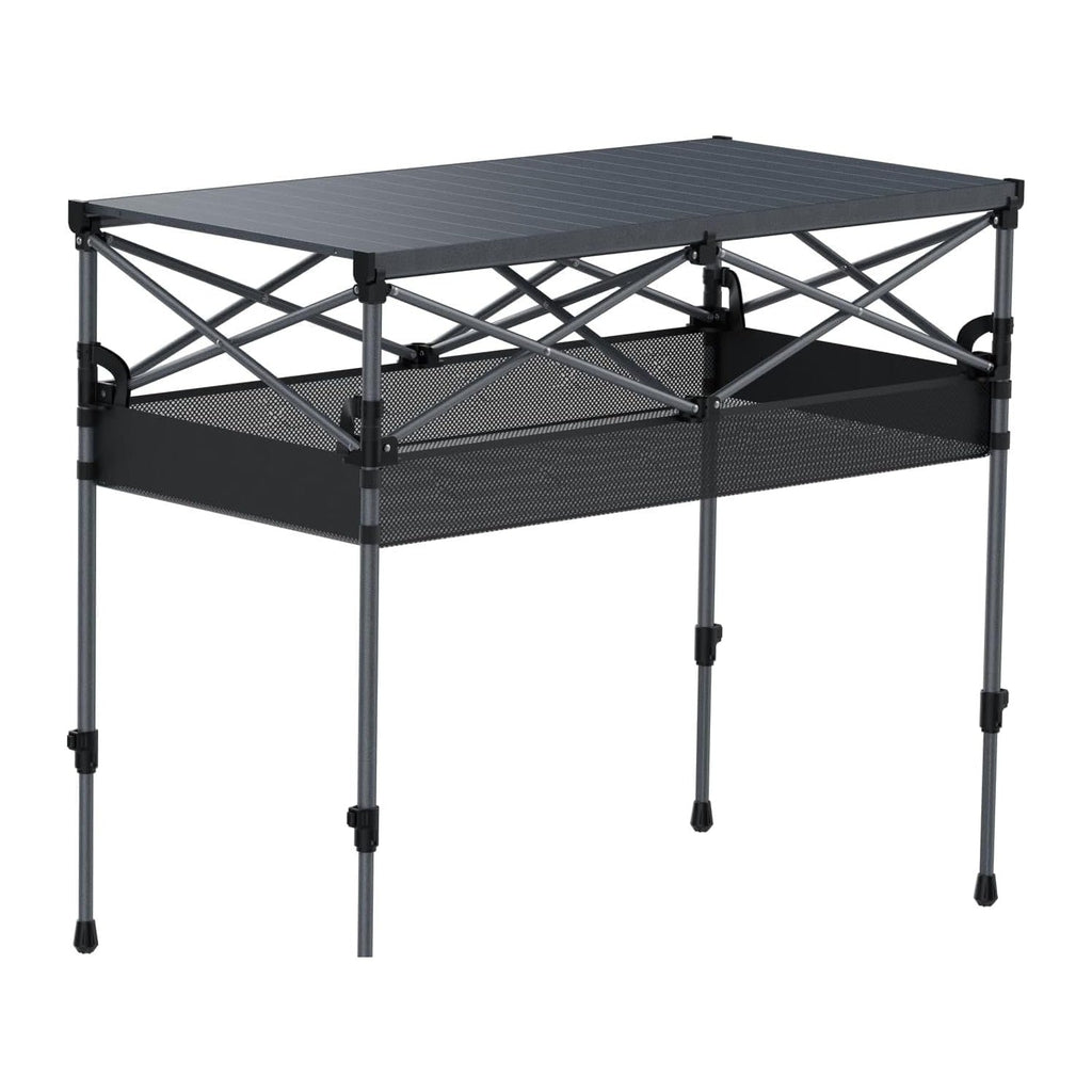 FUNYKICH Aluminum Folding Camping Table, 2 Height Adjustable 34.2''&27.5"