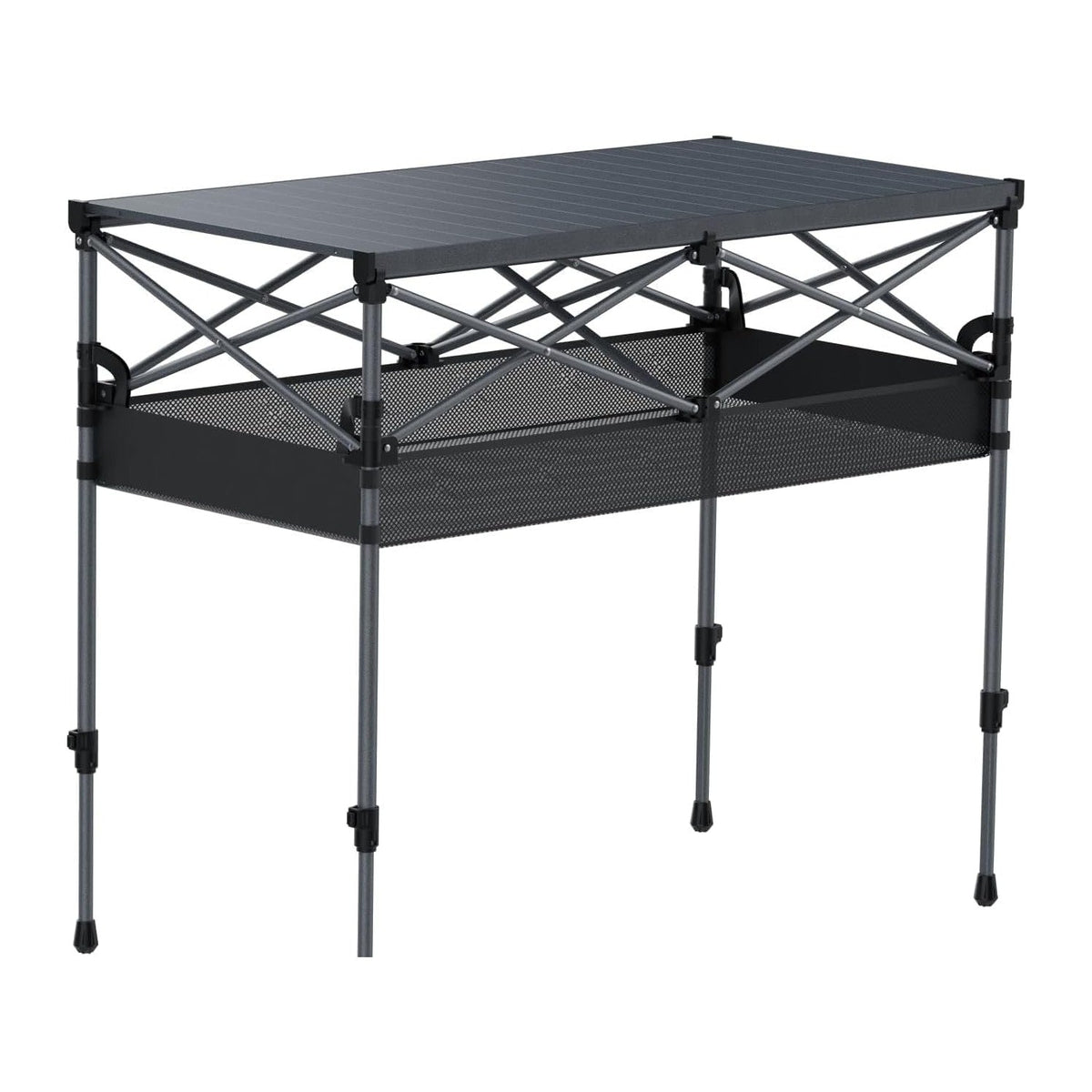 FUNYKICH Aluminum Folding Camping Table, 2 Height Adjustable 34.2''&27.5"