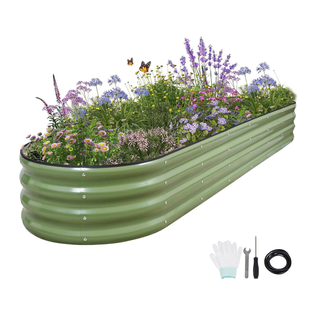 Galvanized Raised Garden Bed Outdoor- 8x2x1FT Planter Box, Green