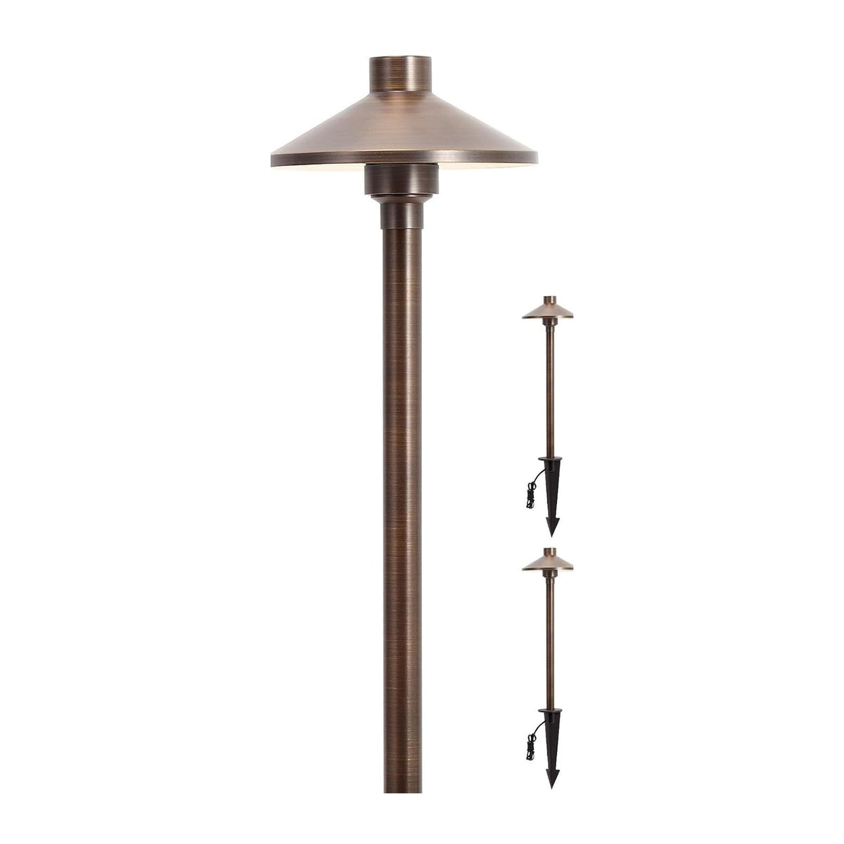 Gardencoin Solid Brass Low Voltage Landscape Pathway Lights (6.7'' Shade, 21.9'' Tall), 12V AC/DC Heavy Duty LED Path Lights Outdoor Wired, Antique Bronze Walkway Lights Without G4 Bulb, 12 Pack