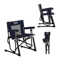 Go-Flow Compact Rocking Camping Chair,Durable Armrests,Drink Holder & Comfortable Backrest,Portable Travel Seat for Camping, Fishing, Lawn, Beach, Patio,400LBS Capacity, Indigo Blue