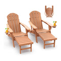 GREENVINES Adirondack-Chairs-with-Ottoman Set of 2, Folding，HDPE, Teak