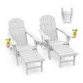 GREENVINES Folding Adirondack-Chairs-with-Ottoman Set of 2, HDPE, White