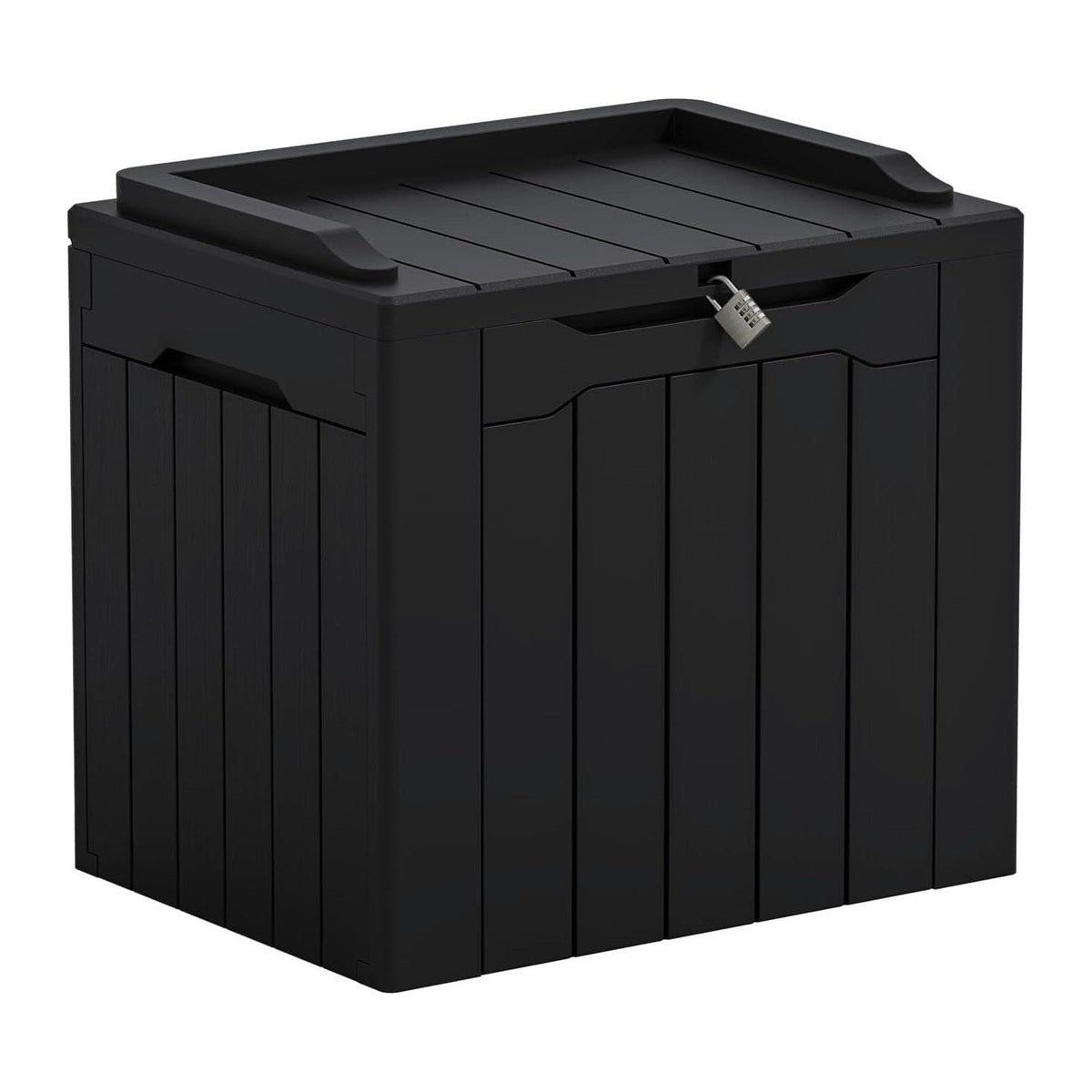Greesum Outdoor Storage Box 31 Gallon Storage Box with Lid for Patio Furniture, Garden Tools, Pool Supplies, Waterproof and UV Resistant, Lockable, Dark Black