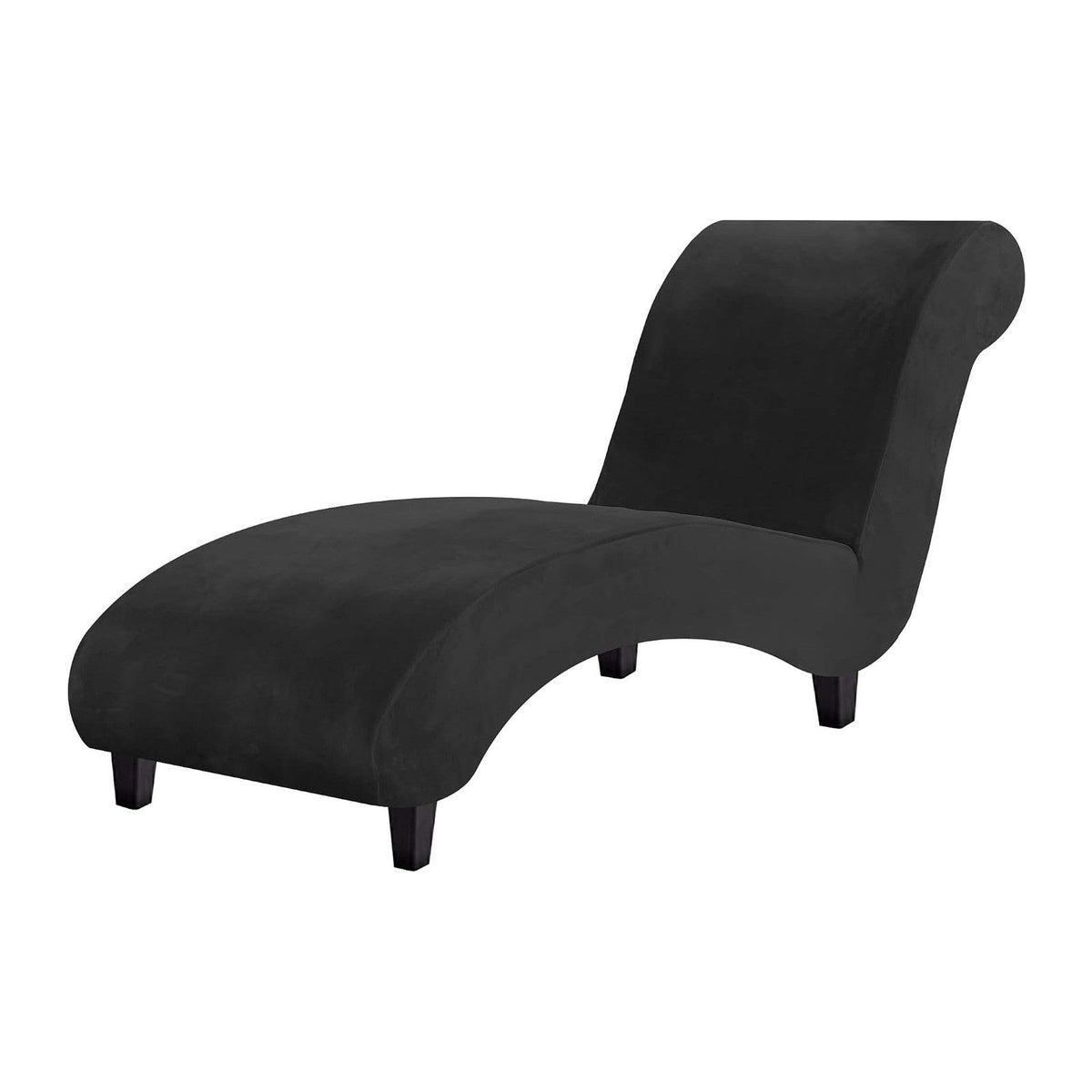H.VERSAILTEX Chaise Lounge Cover Indoor Velvet Chaise Slipcover High Stretch Lounge Chair Cover Luxury Armless Chaise Cover for Living Room, Machine Washable, Black