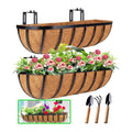 HKZ Deck Balcony Railing Planter Window Boxes - 2 Pack 24 Inch Planter Box, Balcony Planters Railing Hanging, Window Boxes Outdoor Fence Planters