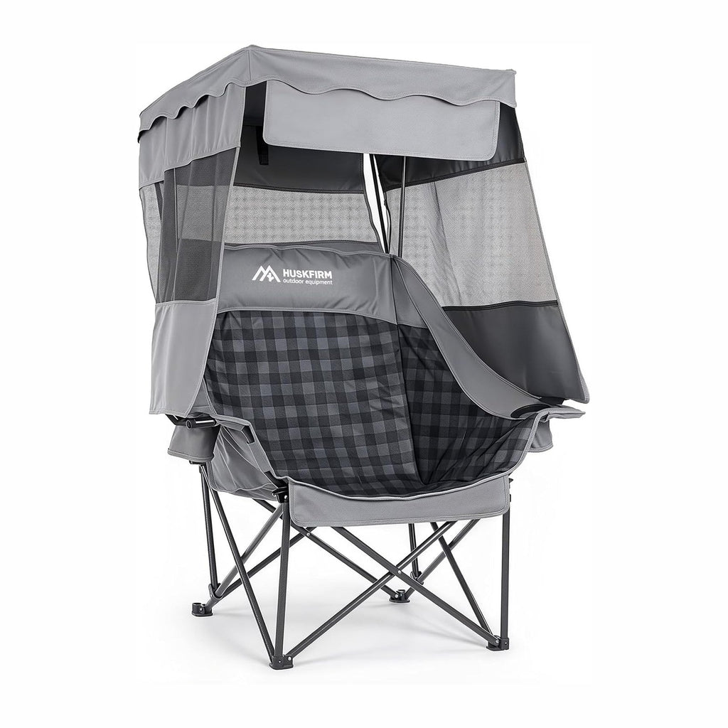 Huskfirm Oversized Camping Chair with Canopy Shade Heavy Duty Canopy Chair