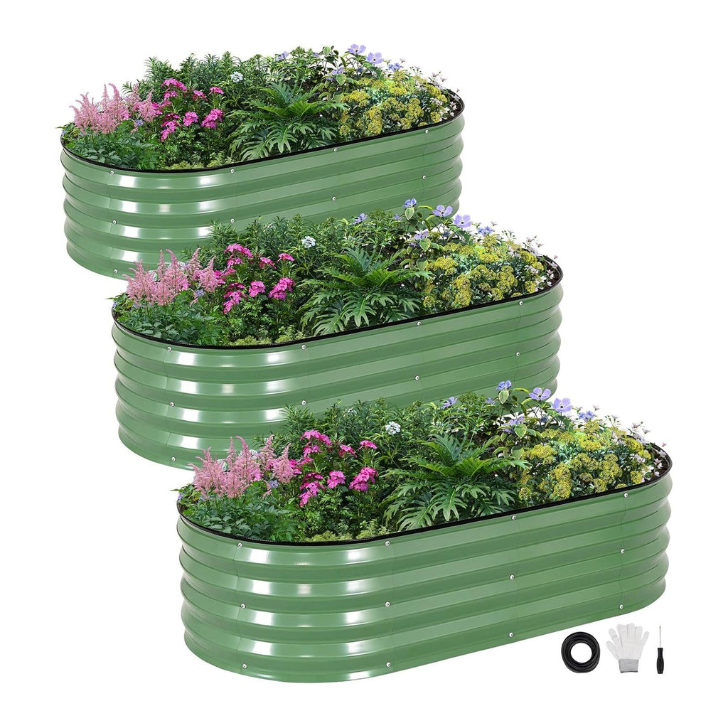 INNO STAGE 3Pcs Galvanized Raised Garden Bed Kit, Outdoor Metal Planter Box