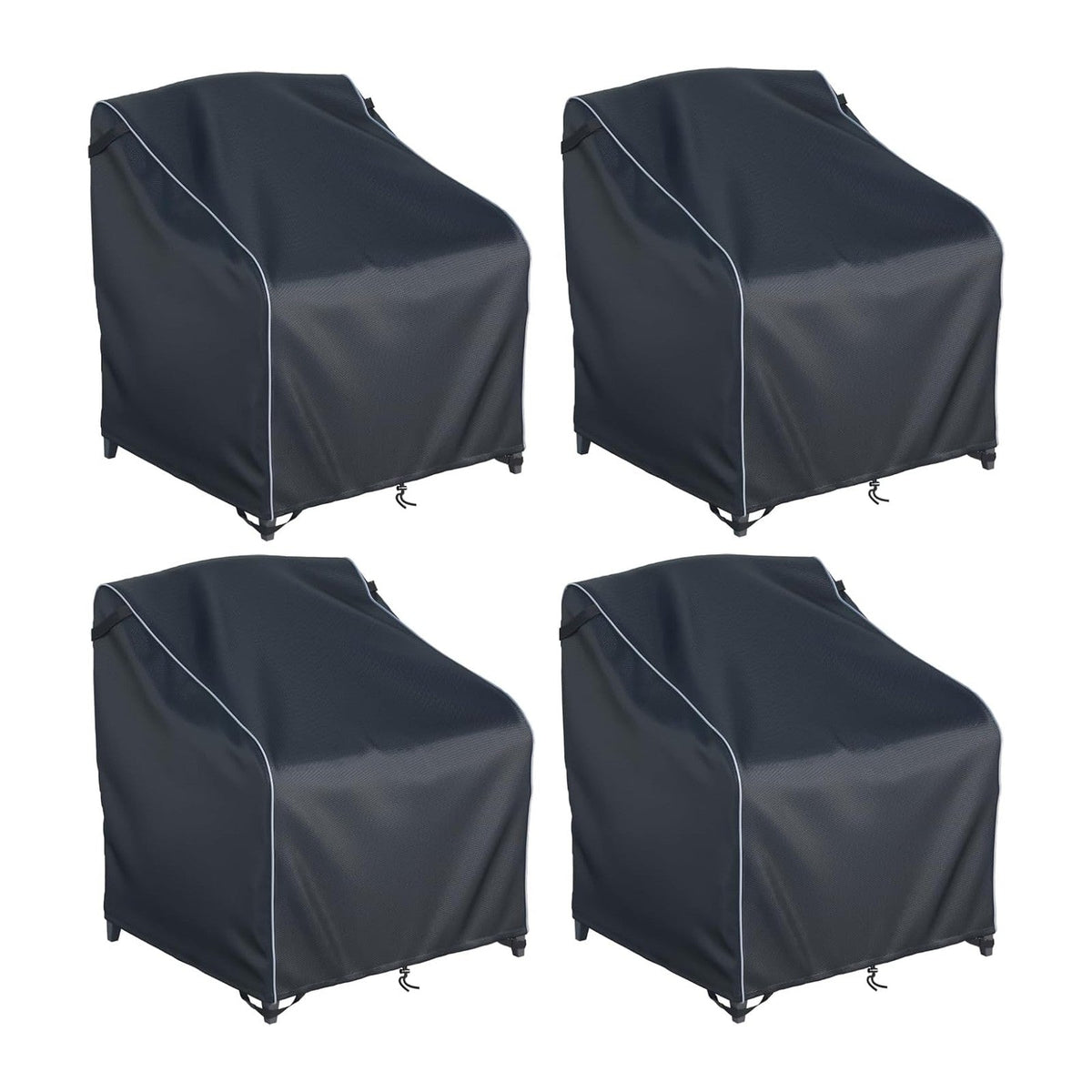 JINLI Waterproof Patio Adirondack Chair Cover 4-piece Set, Lawn/Garden Outdoor Furniture Cover, Suitable for Maximum Chair Size 32 inches Wide x 35 inches deep x 36 inches high (Black)