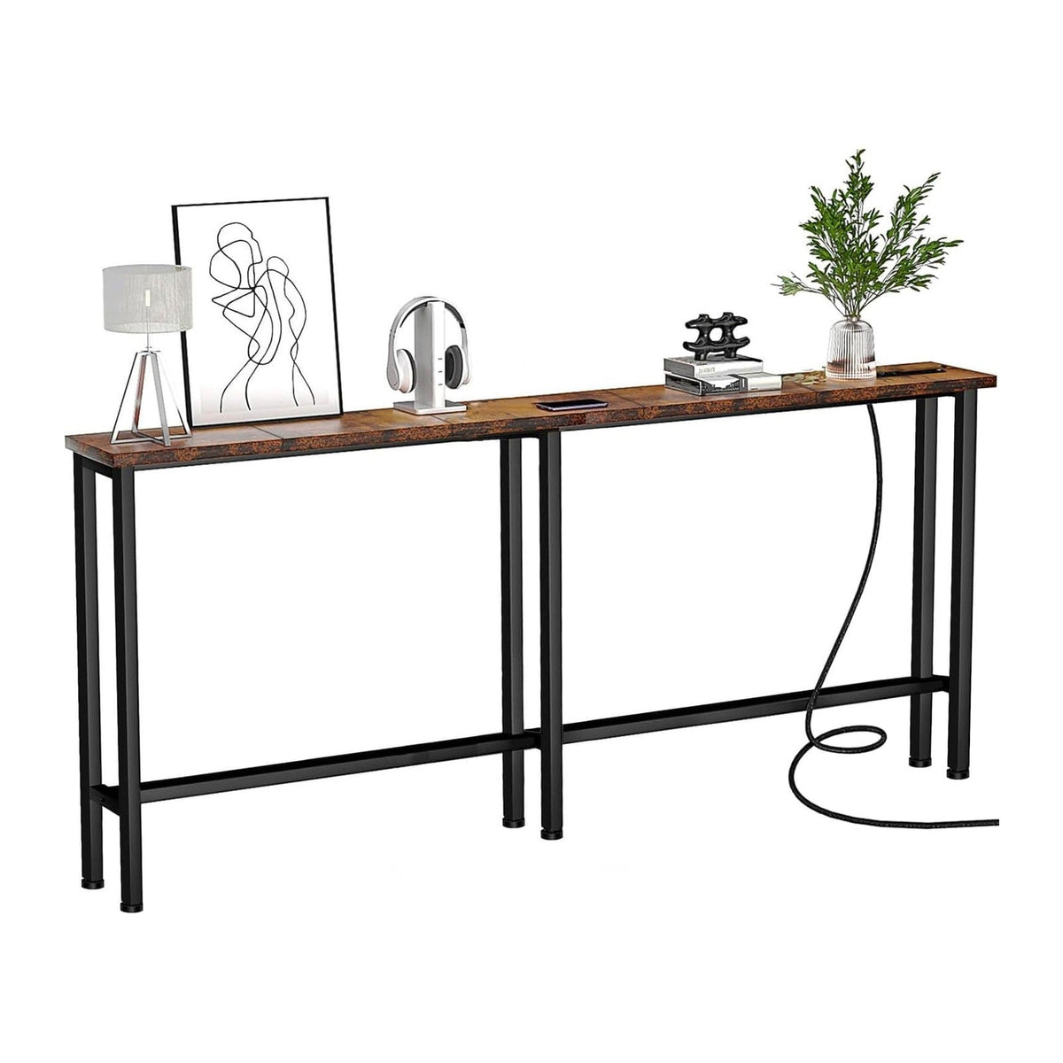 Keelian 70" Narrow Console Sofa Table with Power Outlets & 2 USB Ports