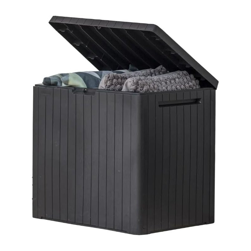Keter City 30 Gal Outdoor Storage Box and Patio Side Table