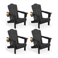 KINGYES Folding Adirondack Chair, All-Weather HDPE Material, Black, 8 Pack (4 Pack)