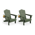 KINGYES Folding Adirondack Chair Set of 2 with Cup Holder, Avocado