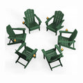 KINGYES Folding Adirondack Chair Set of 6 with Cup Holder, Green
