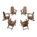 KINGYES Folding Adirondack Chair Set of 6 with 2 Cup Holders, Brown