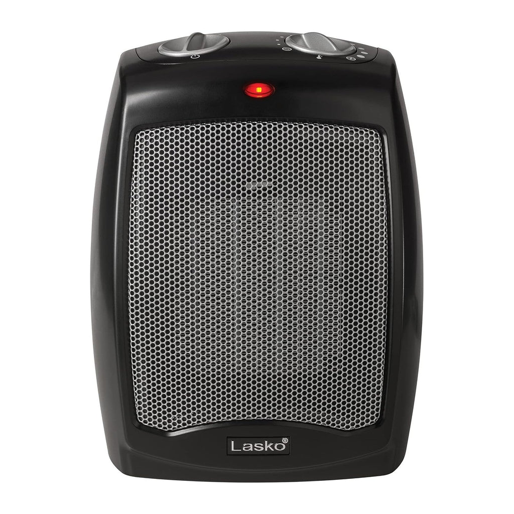 Lasko CD09250 Ceramic Adjustable Thermostat Tabletop or Under-Desk Heater, 9 Inches High, Black