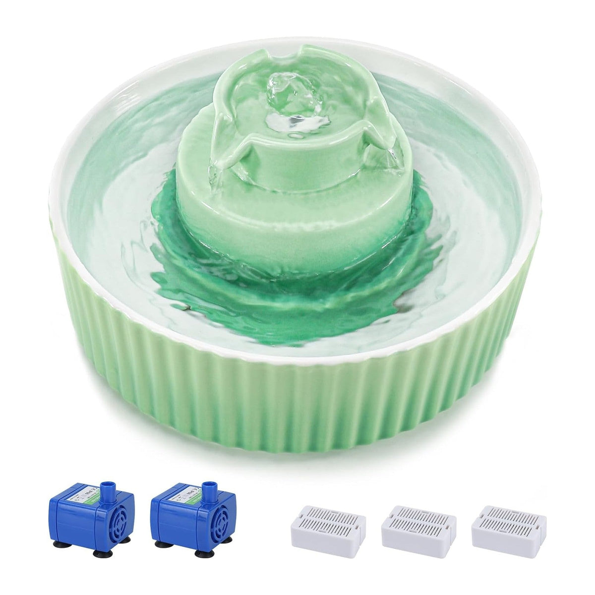 Lawfery Ceramic Cat Water Fountain, 2.1L/71oz Cupcake Pet Fountain