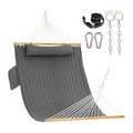 Lazy Daze Double Hammock with Pillow & Tree Straps for Outside, Grey