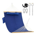 Lazy Daze Double Hammock with Pillow & Tree Straps for Outside, Navy Blue