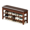 LBT Shoe Bench with Storage, Solid Rubberwood Shoe Rack Bench for Entryway
