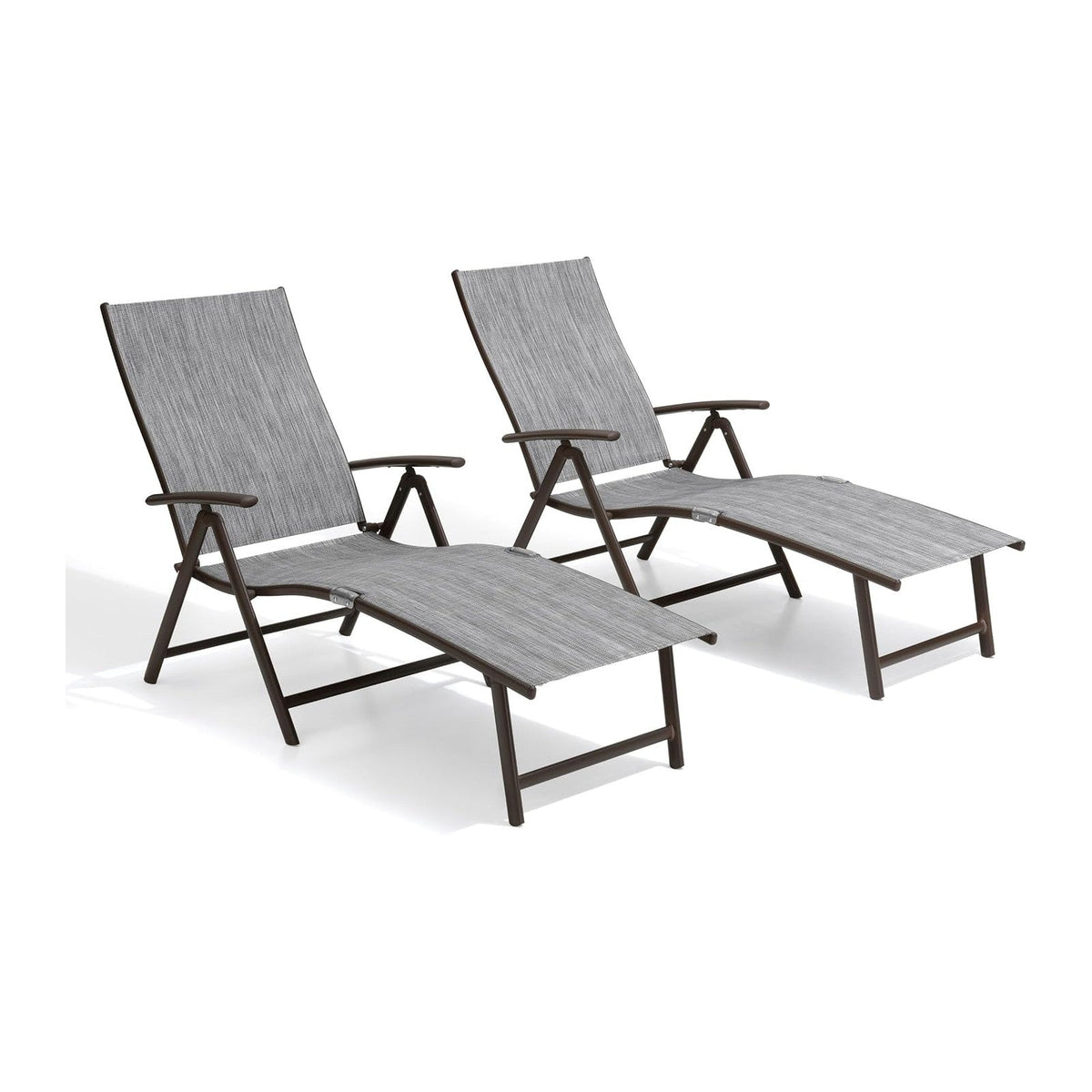 Lounge Chair Outdoor, Folding Pool Chaise Chairs Set of 2 (Black Gray)
