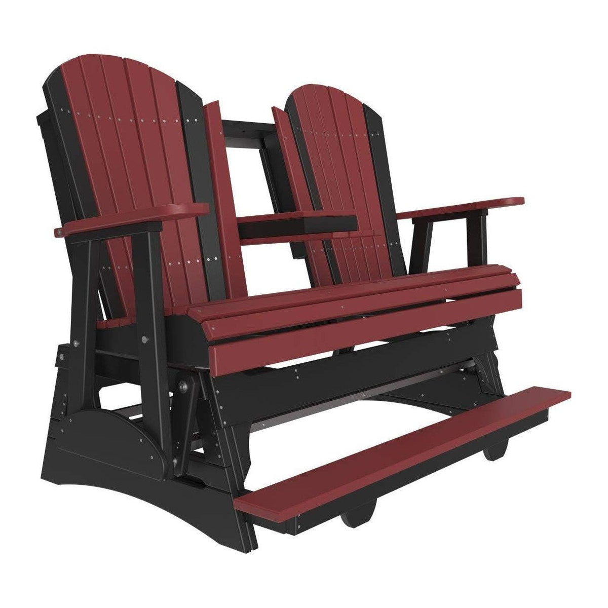 LuxCraft Adirondack Balcony Glider - 5' with Drop Down Console (Cherrywood on Black)