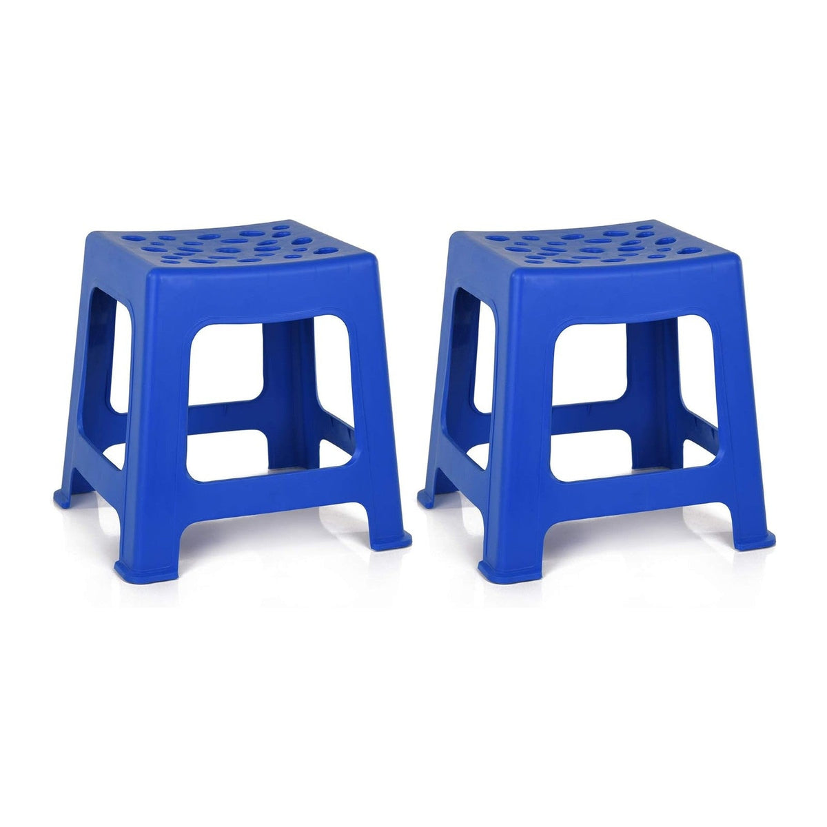 Mintra Home Light Duty Plastic Stools 2pk (12.5in Height, Dark Blue)