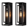 mirrea 18" Modern Outdoor Porch Wall Light, Matte Black, 2 Pack