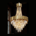 Modern Gold Crystal Chandelier Luxury for High Ceiling Foyer 5-Tier H44"