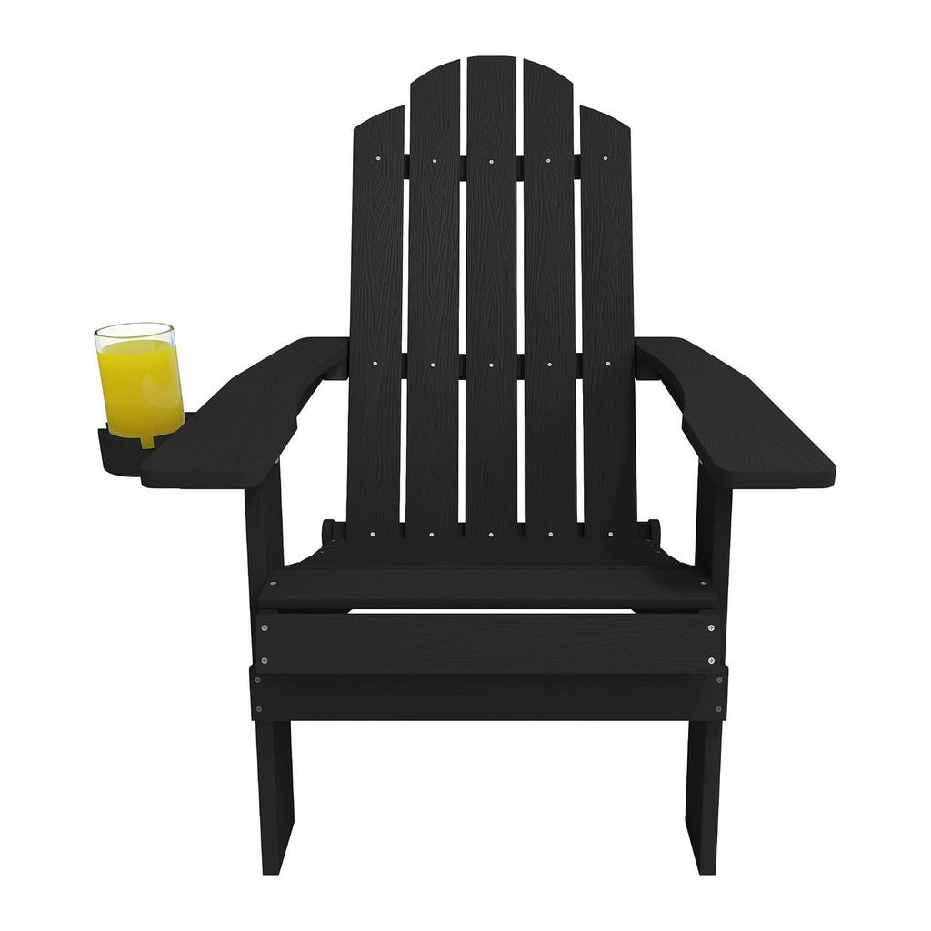 MXIMU Folding Adirondack Chairs Set of 6, Cup Holder, Black
