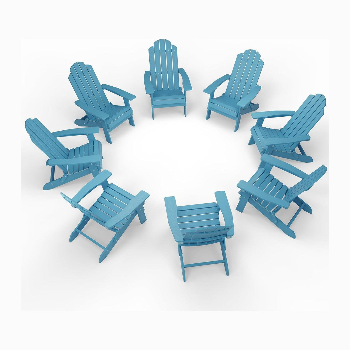 MXIMU Folding Adirondack Chairs Set of 8, Easy to Assemble Plastic Chair