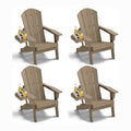 NAVINE Folding Adirondack Chairs Set of 4 with 4-in-1 Cup Holder, Brown
