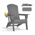 nevilywood Folding Adirondack Chair, HDPE Ergonomic Cup Holder, Gray