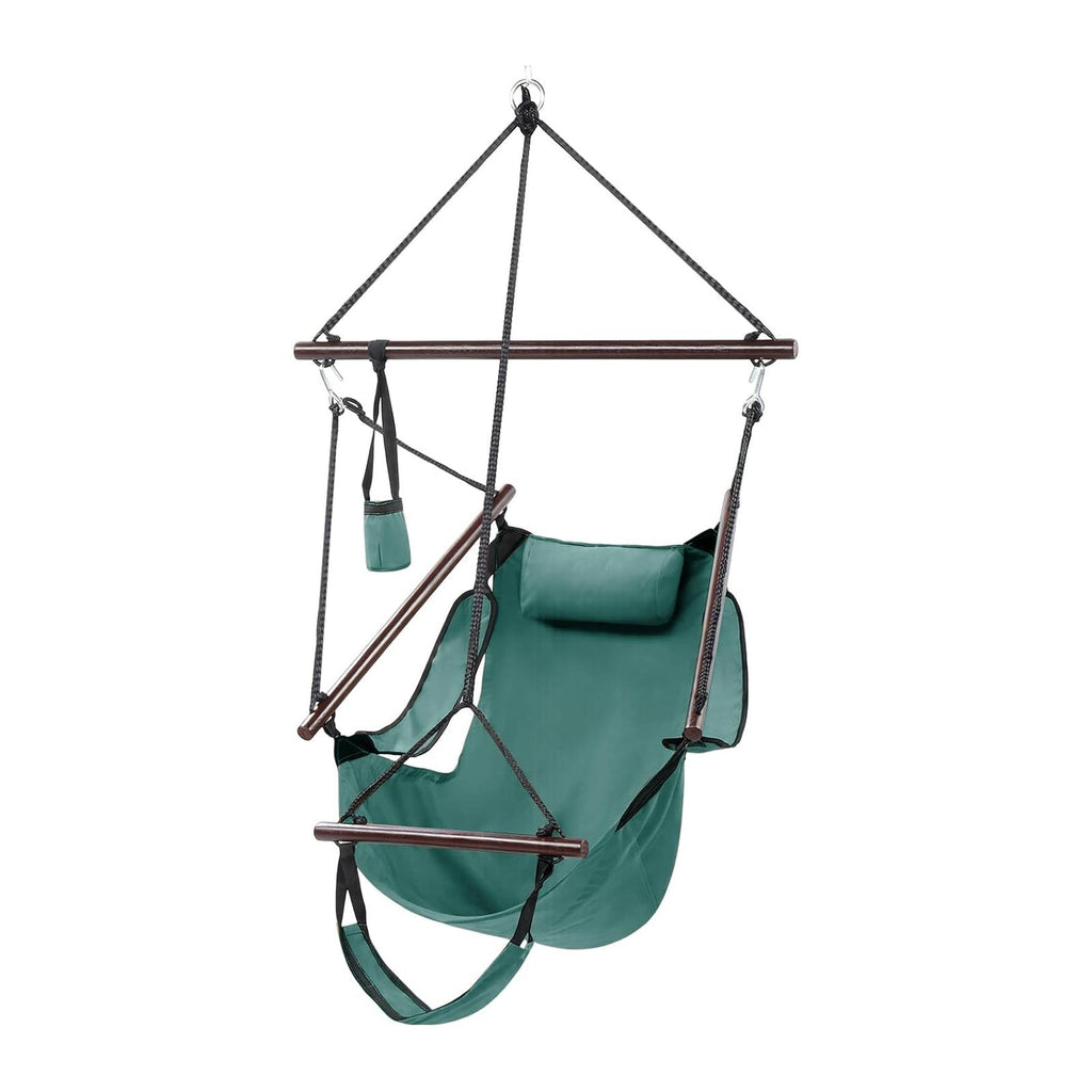 ONCLOUD Upgraded Unique Hammock Hanging Sky Chair, Air Deluxe Swing Seat with Rope (Green)