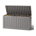 Outdoor Storage Box, Resin Deck Boxes Indoor and outdoor, Waterproof Storage Box Lockable Lid (Grey, 85 Gallon)