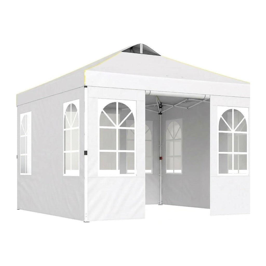 Outsunny 9.6 x 9.6 ft Pop Up Canopy Tent with Sidewalls UPF50+, White