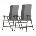 Outsunny Folding Patio Chairs Set of 2 Padded High Back Armrests Light Gray