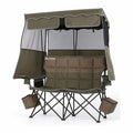 Padded Double Camping Chair With Canopy,Folding Chair Support 450LBS, Green
