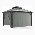 Patio Curtains Outdoor Waterproof with Zipper, 4-Panel, Grey