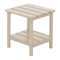 Patio Side Table HDPE Double Layer Storage Square Woodgrain Sand