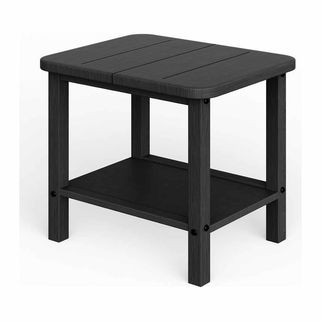 Patio Side Table, Small Rectangular HDPE Adirondack End Table for Outdoor Use in Pool, Garden, Lawn, Backyard,Black