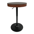 Pearington Adjustable Height Round Bar Table, Mid-Century Modern Pub Table with Hidden Storage Compartment, Synthetic Leather Top with Stitching, 32.7 to 41.3 Inch, Ash Brown and Caramel Brown