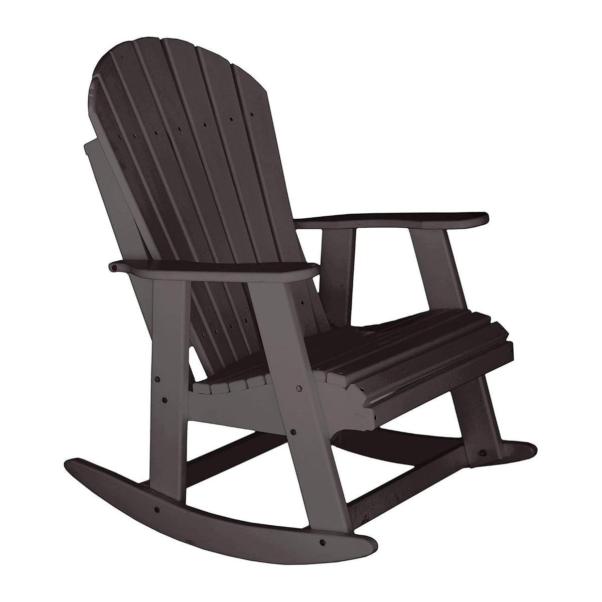 Phat Tommy Outdoor Rocking Chair - Adirondack Rocking Chair for Front Porch - Poly Outdoor Furniture - All Weather, Brown