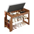 Pipishell 26" Pine Wood Shoe Bench Entryway with Soft Cushion and Storage