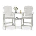 PLUUV Tall Adirondack Chairs Set of 2 with Double Connecting Trays, White