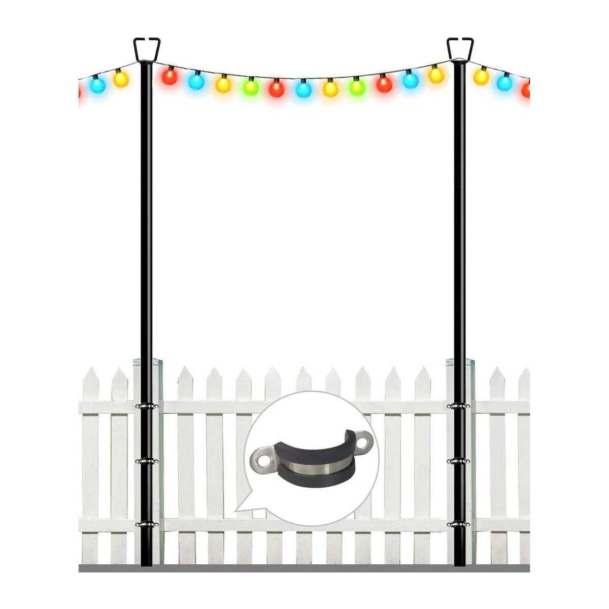 Queension 10FT Deck String Light Poles for Outdoor String Lights, 2pcs
