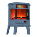 RealSmart Electric Fireplace Heater 22 in Freestanding Fireplace Stove Infrared Fireplace with 3D Flame Effect Remoted Control, Timer, Overheating Protection (Blue)