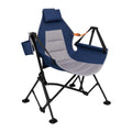 Romswi 1 Pcs Hammock Chair, Oversized Portable Folding Swinging Chair with Adjustable Back & Seat, Supports 440lbs for Outdoor, Patio, Lightweight Camp Chair Blue(Without footrest)